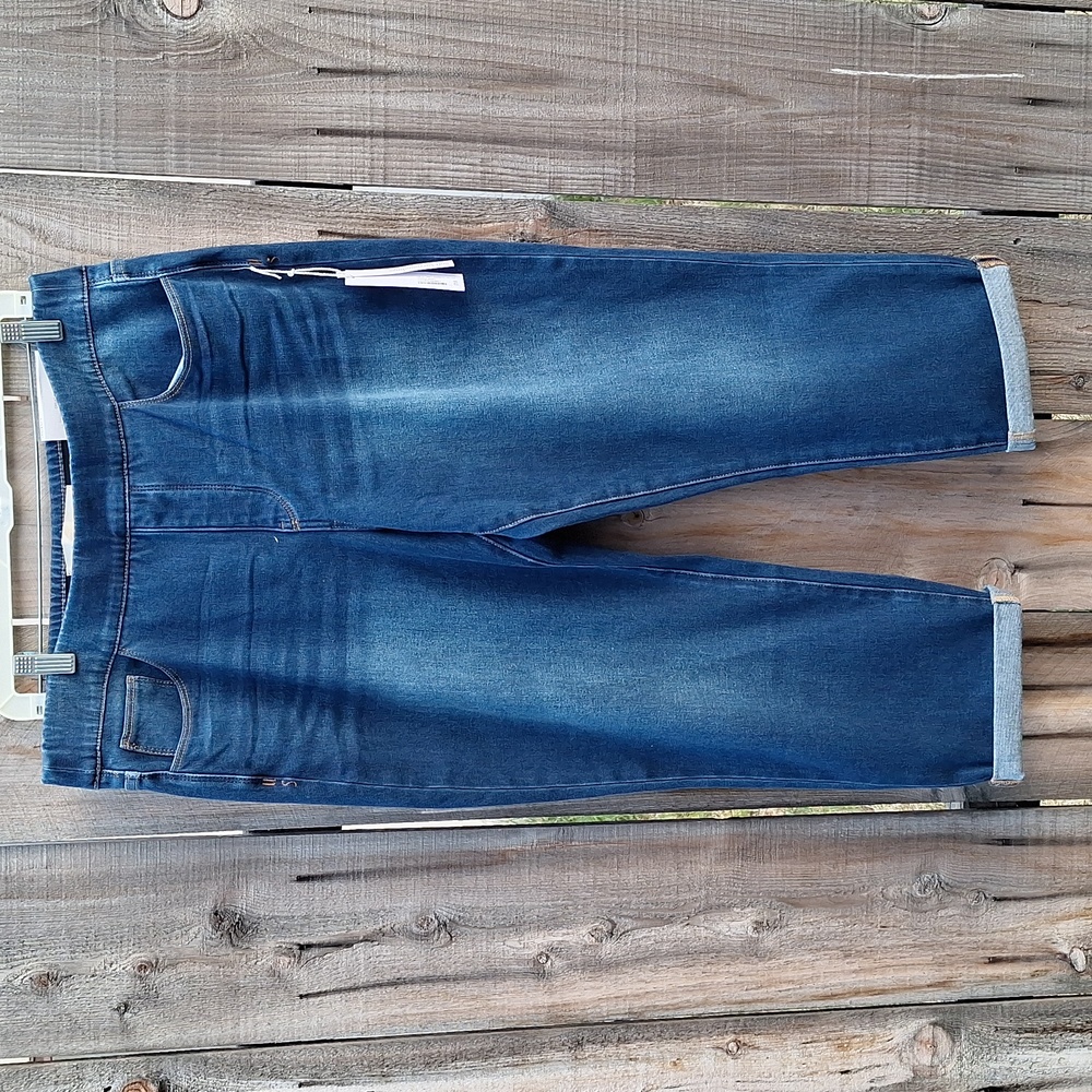Soft Surroundings Women's  Ultimate Denim Pull-On Crop Pants Straight Leg Sz L